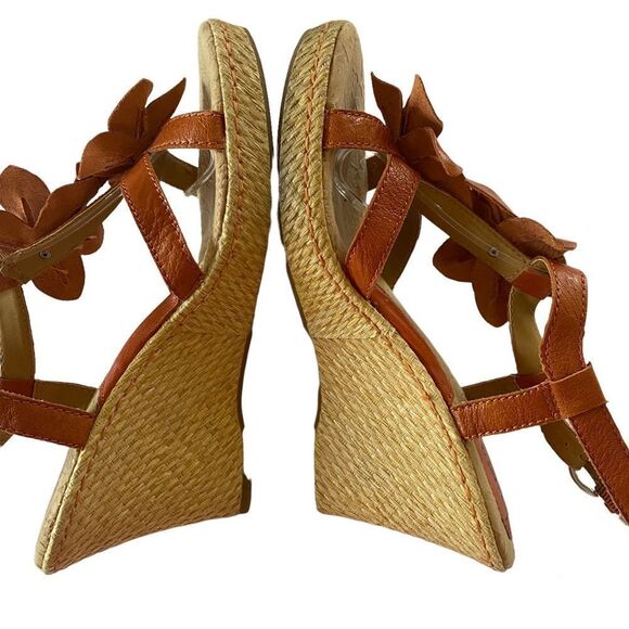 BOC Orange Flower Wedge Sandals Sz 8 - Picture 7 of 10